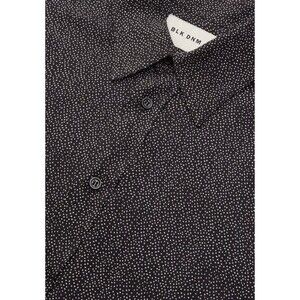 BLK DNM Shirt Mens Size 48 Black Mini Dot Casual Modern 70s Collar $230
